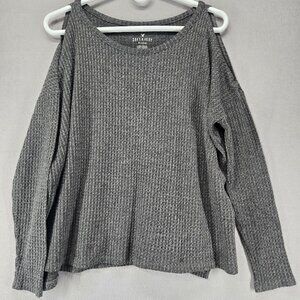 Victoria's Secret Soft & Sexy Plush Cold Shoulder Top, Charcoal Gray, Small